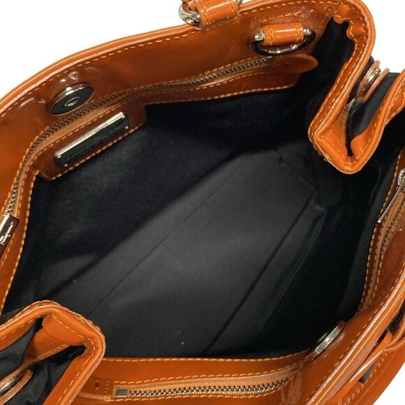 Auth Salvatore Ferragamo Vara AU-21/E309 Black Nylon Patent Leather - Handbag - Picture 6 of 12